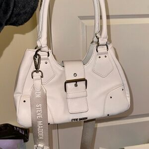 Cream Steve Madden shoulder and Crossbody purse with buckle